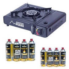 Camping Gas Stove Portable Single Burner Cooker Butane Outdoor BBQ with 4/8 Gas