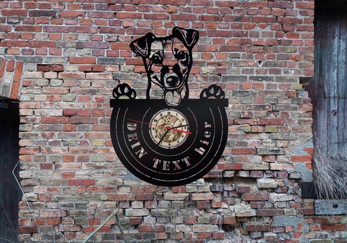 Jack russell wall clock - wall, wooden