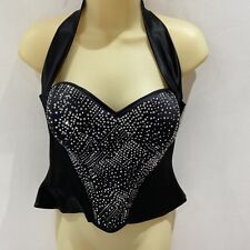 Catwalk Collection London Black Corset Top With Crystals NWOT. Size L  12 - 14.