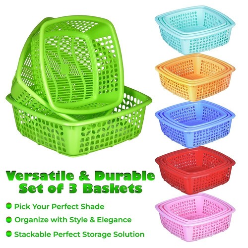 New 3pcs plastic handy basket - new,