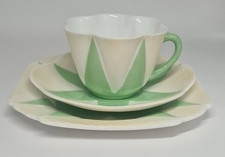 Shelley Dainty 11770 Apple Green Star fine bone china teacup saucer plate 1930