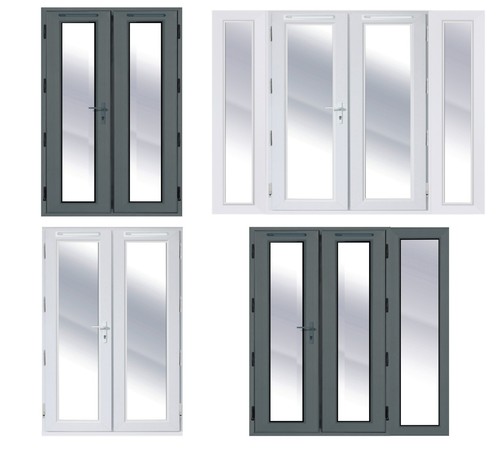 White grey upvc french - &,