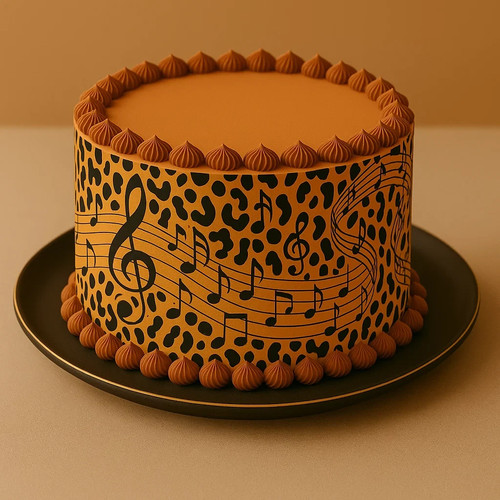 Leopard print music notes - print, &