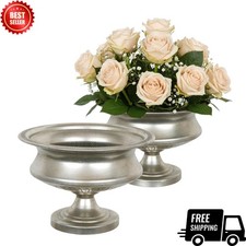 Set of 2 Silver Urn Vases –