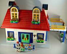 PLAYMOBIL Vintage Suburban Doll Modern House Custom Furnished & Family Figures
