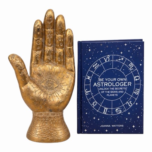 Gold palmistry hand - palmistry, statue
