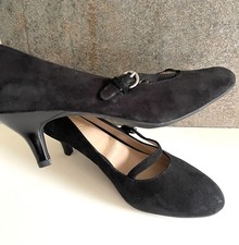 Footglove Suede Shoes UK6.5 wide fit black womens unworn unboxed