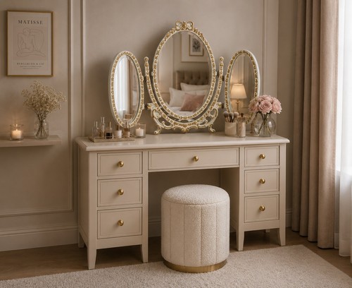Vintage cream gold folding - cream,