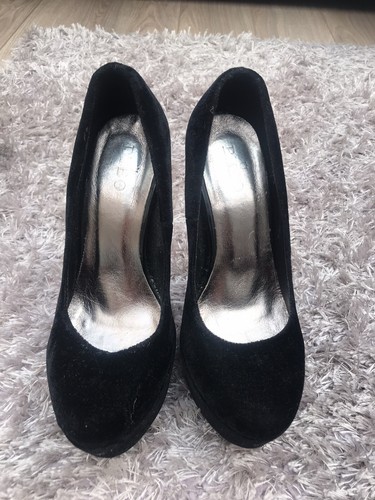 Black velvet platform court - black,