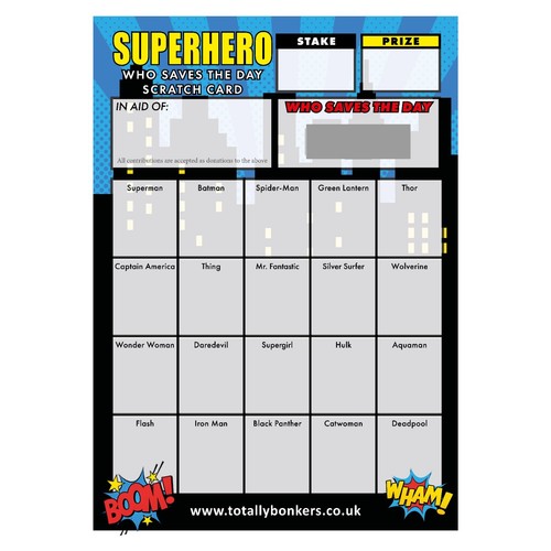 Superhero fundraising scratch - superhero,