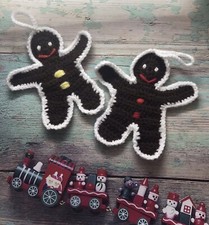 Crochet Christmas Gingerbread Jolly Holiday Gift Applique Decor Tag Present Cute