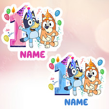 Bluey Style Ages 1 to 5 Personalised Cake Topper, Up to 7.7 Inches, Icing, Card