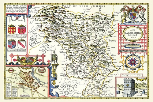 Old map derbyshire - of, 1611