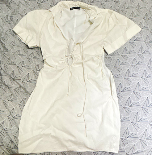 Zara white shirt dress short - white,