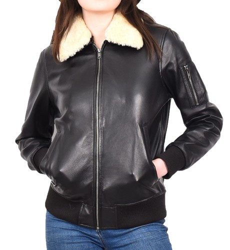 Womens leather bomber jacket - bomber,
