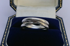 Vintage 925 Silver Interconnected Triple Ring - Russian Wedding Ring - Size O