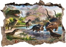 Dinosaurs 3D Smashed Wall Sticker Poster Decal Mural 982