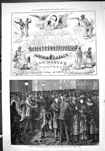 Antique old print new years - antique,