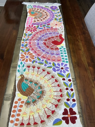Mexican hand embroidered table - mexican,