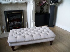  Deep Buttoned Chesterfield Footstool  Coffee Table Oxford Style Chenille velvet