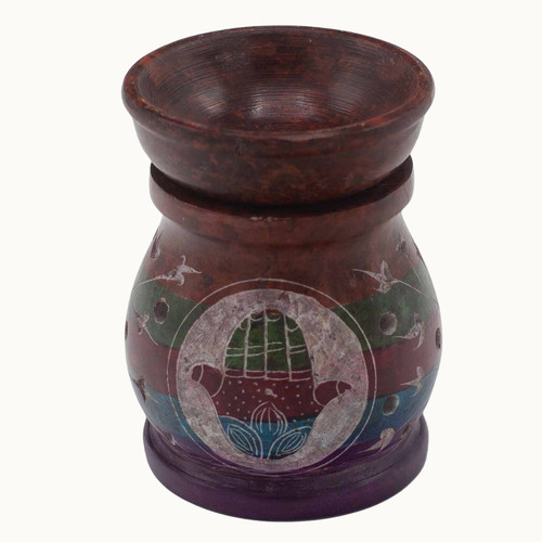 Colourful soapstone oil burner - colourful,