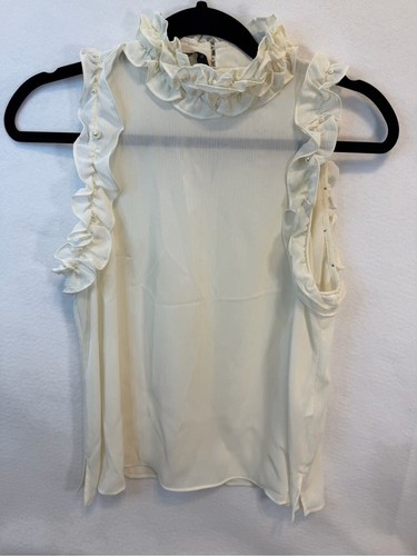 Zara cream ruffle mock neck - cream,