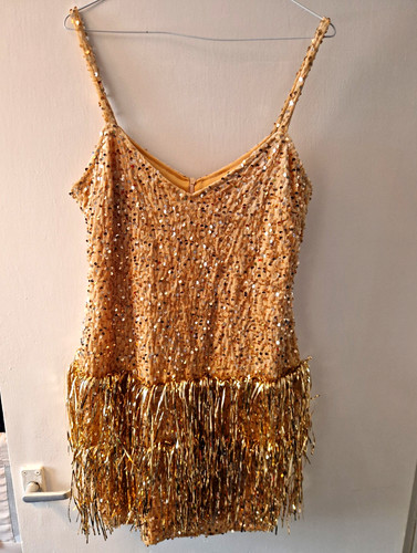 Gold sequin flapper - gold, dress