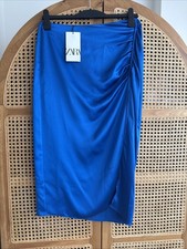 Zara Cobalt Satin Skirt Size