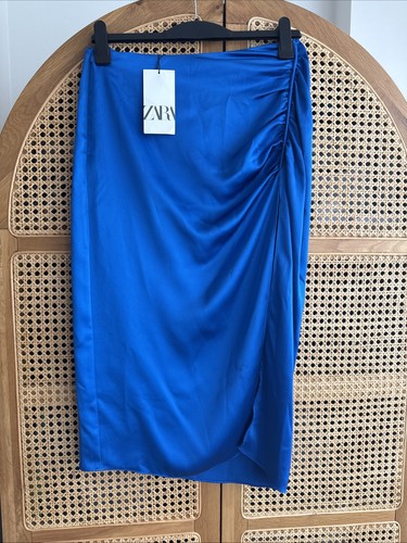 Zara cobalt satin skirt - cobalt, size
