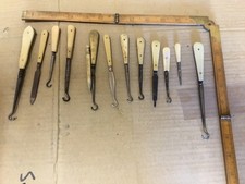 COLLECTION of OLD BUTTON HOOKS & MANICURE TOOLS