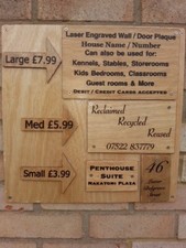Laser engraved wooden door/wall plaque made from Reclaimed & recycled materials