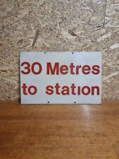 Vintage 30 Metres To Station Railway Plastic Sign Train Engine Steam 