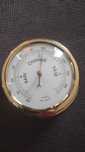 Vintage brass barometer - vintage,