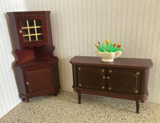 Dolls house Furniture - Vintage Lundby Dolls House Corner Cabinet & Sideboard