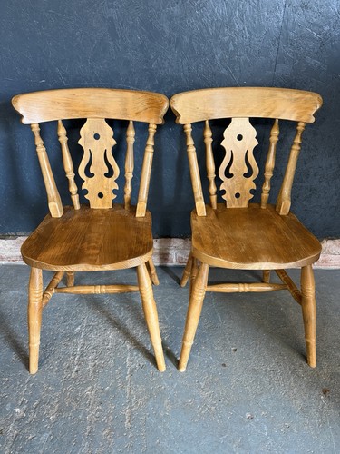 Pair dining chairs pine - dining,