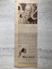 1937 VINTAGE ADVERT MISCHIEF SAVILLE'S EXCITING NEW PERFUME MAGIC TOUCH