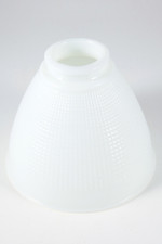 White Opal Milk Glass 6" Floor Table Oil Lamp Reflector Waffle Shade 6" NEW NOS