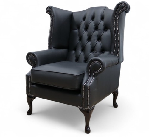 Armchair black italian leather - armchair,