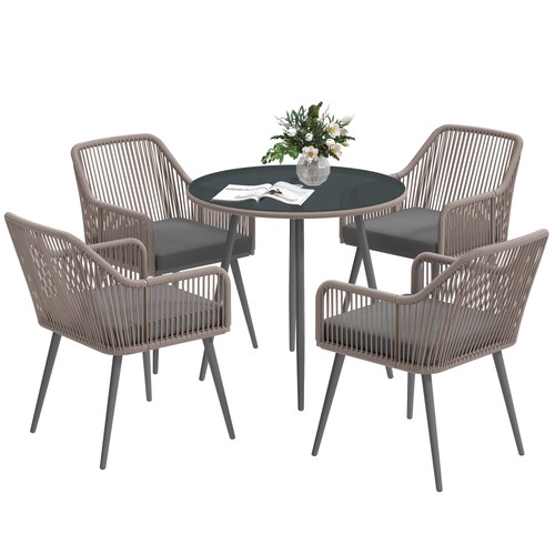 Outsunny rattan dining set 4 - dining, set,
