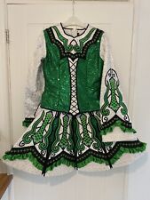 Irish Dance Dress, Green, White And Silver Perfect Condition Worn Once