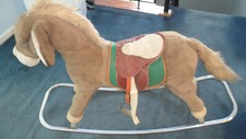 Vintage Merrythought 80s ride-along rocking horse with saddle, stirrups/reins