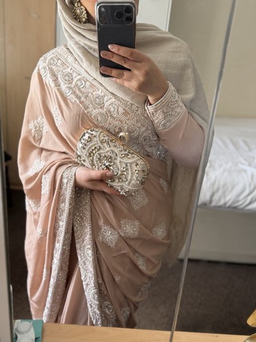 Nude pink saree with - pink,