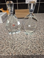 Crystal Perfume Bottles x 2 Empty Vintage Glass