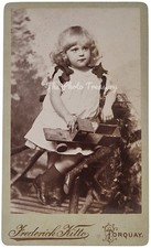 CDV TORQUAY CUTE CHILD WITH CART CARRIAGE WOODEN TOY BY FREDERICK KITTO ANTIQUE 