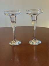 Pillar Candle Holders Stemed Clear Glass Candle Holder Set of 2 Home Decor