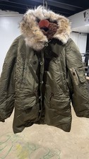 N-3B Extreme Cold Weather Parka Jacket Vintage Military Type, Green, Size Xl 