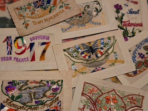 Lot ww1 era embroidered - lot,