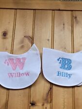 Personalised newborn baby gift  baby bib Baby Feet Letter And Name embroidered