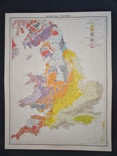 Antique 1898 Map - Geology of England & Wales - Bartholomew