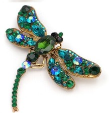 Large Dragonfly Crystal Brooch